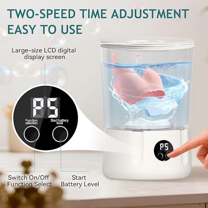Mini Washing Machine,3000mAh Rechargeable Portable Underwear Washing Machine,Quiet and Lightweight,Deep Cleans Clothes,Low Noise,Small and Light,Suitable for Travel,Dormitory,RV and Apartment Use