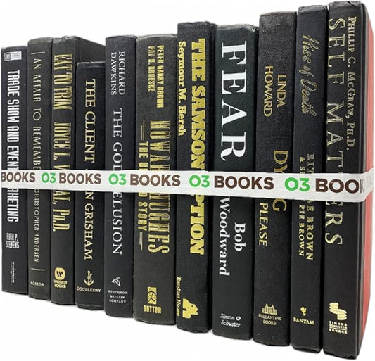Curated Decorative Books Hardcover Décor Books for Home Décor, Choose Color, Interior Design, Office, Wedding Display, Instant Library, or Staging (Half Foot, Black)