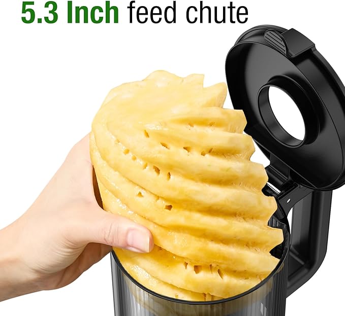 Juicer Machines, TUUMIIST Cold Press Juicer with 5.3" Extra Large Feed Chute Fit Whole Fruits & Vegetables Easy to Clean, High Juice Yield, BPA Free (Gun Grey)