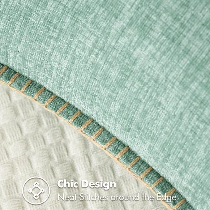 MIULEE Pack of 2 Couch Throw Pillow Covers 18x18 Inch Greyish Green Farmhouse Decorative Pillow Covers with Stitched Edge Soft Chenille Solid Dyed Spring Pillow Covers for Sofa Bed Living Room