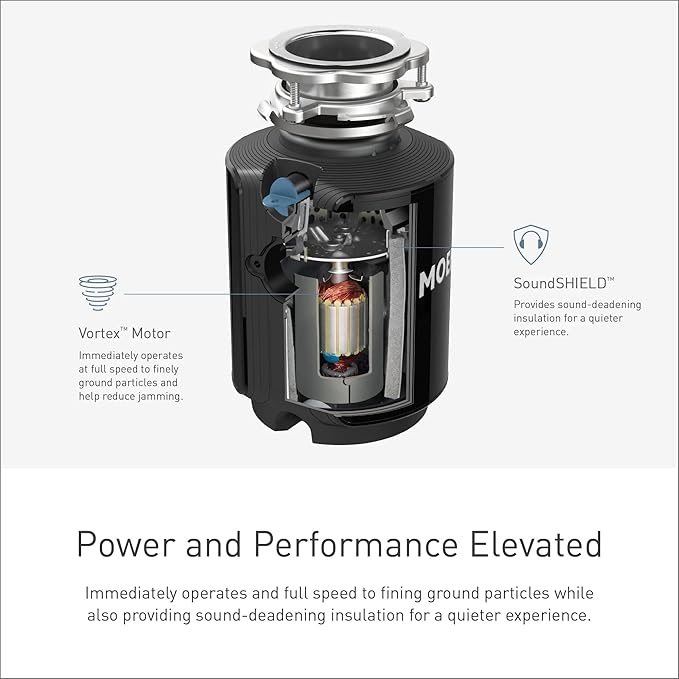 Moen Chef Series 1 HP Continuous Feed Garbage Disposal, Power Cord Included, EX100C