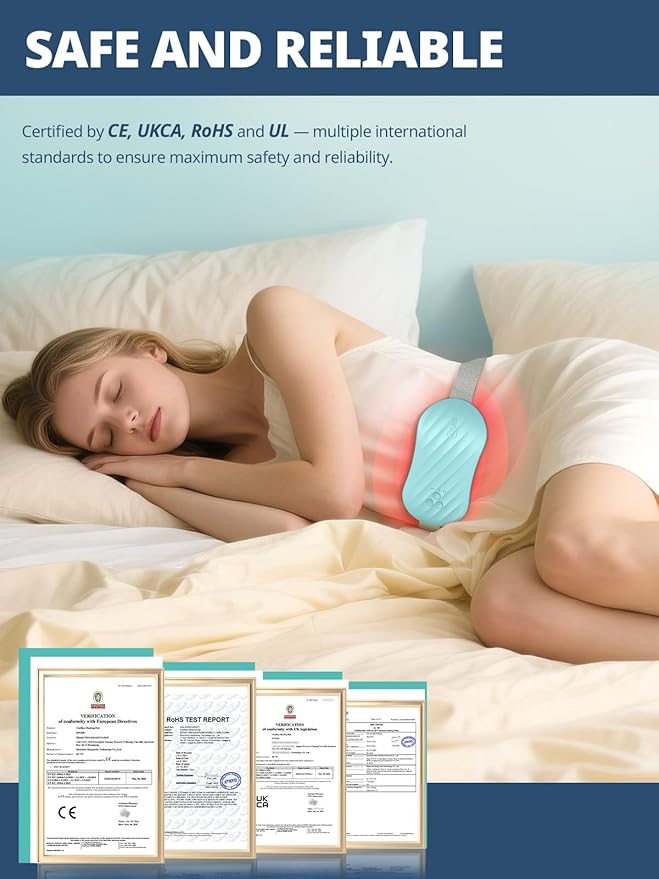 Slimpal AI Portable Heating Pad for Period Cramps, Smart AI Heat Chip, Electric Cordless Heating Belt for Back, Belly, Waist, Stomach, Menstrual Wearable Heating Pad Gifts for Girl Women Her Aqua S2