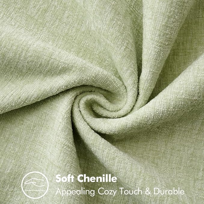 MIULEE Pack of 2 Couch Throw Pillow Covers 16x16 Inch Light Green Farmhouse Decorative Pillow Covers with Stitched Edge Soft Chenille Solid Dyed Spring Pillow Covers for Sofa Bed Living Room