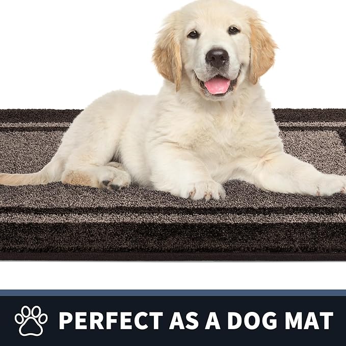 PURRUGS Dirt Trapping Door Mat 20" x 32", Non-Slip/Skid Machine Washable Entryway Rug, Shoes Scraper, Area Rug, Super Absorbent Welcome Mat for Muddy Wet Shoes and Paws, Grayish Brown & Coffee