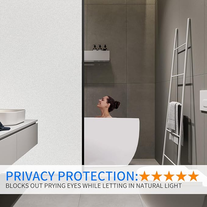 Window Privacy Film with Installation Tools, White Frosted, Static Cling, Anti UV, Heat Control, Ideal for Home Shower Office Glass Door (White Frosted, 23.6X78.7Inch)