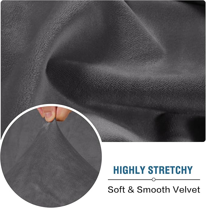 H.VERSAILTEX Velvet Stretch Individual Loveseat Couch Cover Plush Slipcover for Sofa Furniture Protector Seat Cover (1 Piece Loveseat Cushion Cover, Grey)