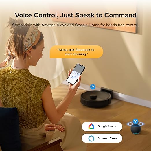 roborock Q7 M5 Robot Vacuum and Mop Combo, 10,000Pa HyperForce Suction, Robotic Vacuum Cleaner, Dual Anti-Tangle System, APP-Controlled Mopping, LiDAR Navigation, for Pet Hair and Carpet, Black