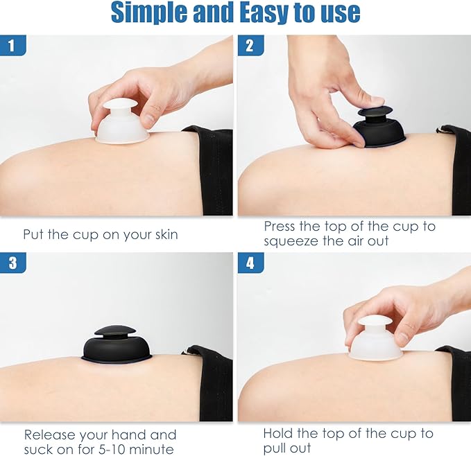 Silicone Cupping Therapy Sets 10pcs,Professional Vacuum Cupping for Myofascial Massage/Joint Pain/Anti Cellulite/Deep Muscle Relief & More(10pcs,Black+White)