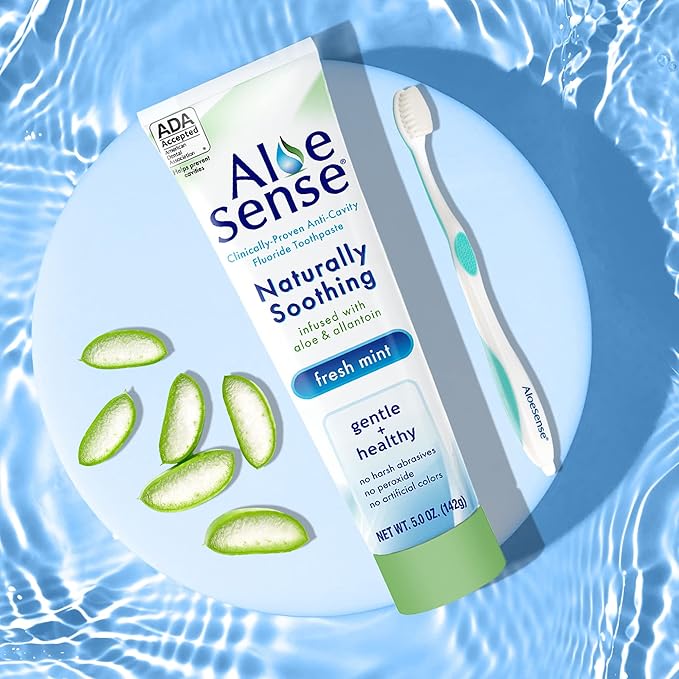 Naturally Soothing Toothpaste for Sensitive Teeth and Gum Care with Aloe Vera, Allantoin & Fresh Mint Flavor, Gentle & Natural, ADA Approved (5-oz, 2 Count)