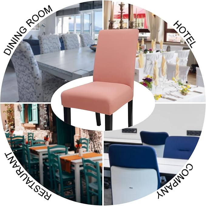 JQinHome Terra Cotta Chair Covers for Dining Room Set of 4, High Stretch Removable Washable Parsons Chair Slipcover for Home Party Hotel Wedding Ceremony (4PCS,Terra Cotta)