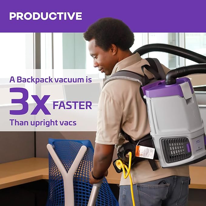 ProTeam GoFit 3 Commercial Backpack Vacuum with Restaurant Tool Kit, 3 qt, Corded