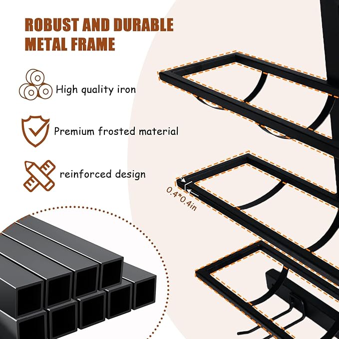 8 Bottle Wall Mount Wine Rack with Wine Glass Holder, Metal Wine Wall Rack, Wall Racks for Wine Bottles Display and Storage, Hanging Bottle Organizer for Living Dining Room Wine Cellar Bar (Black）