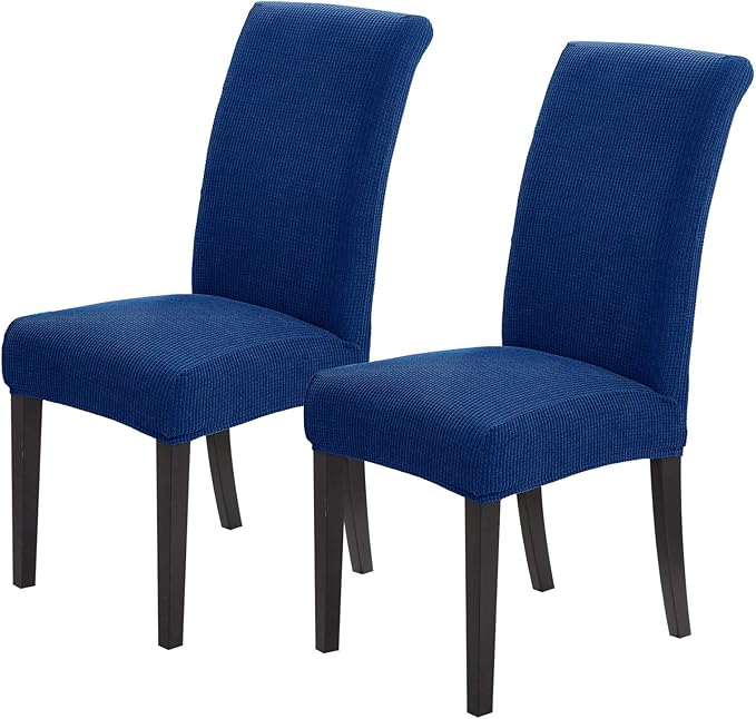 Joccun Chair Covers for Dining Room Set of 2,Dining Chair Slipcovers Stretch Dining Room Chair Covers Seat Protector,Washable Parsons Chair Cover for Home,Banquet(Classic Blue,2 Pack)