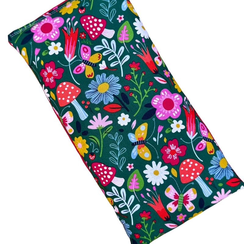 Large Microwave Heating Pad with Flax Seed, Scented or Unscented, Good For Back Pain or Cramps, Moist Heat Therapy or Ice Pack, Microwavable Bean Bag, 6" x 12" (Mushroom, Peppermint & Chamomile)