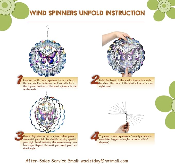 Wind Spinners Outdoor Dragonfly Decorations - Birthday Gifts for Women Mom Grandma, Hanging Wind Spinner 12 inch 3D Wind Sculptures for Garden Decor for Outside, Patio, Yard, Outdoor