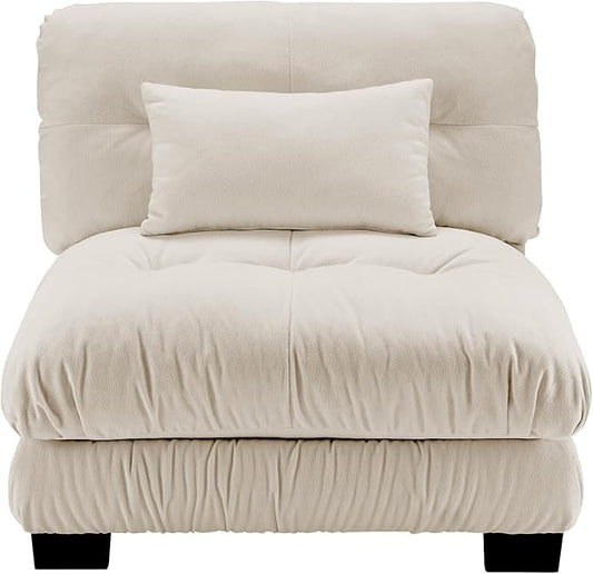 Armless Sofa W/1 Pillow - Light Coffee