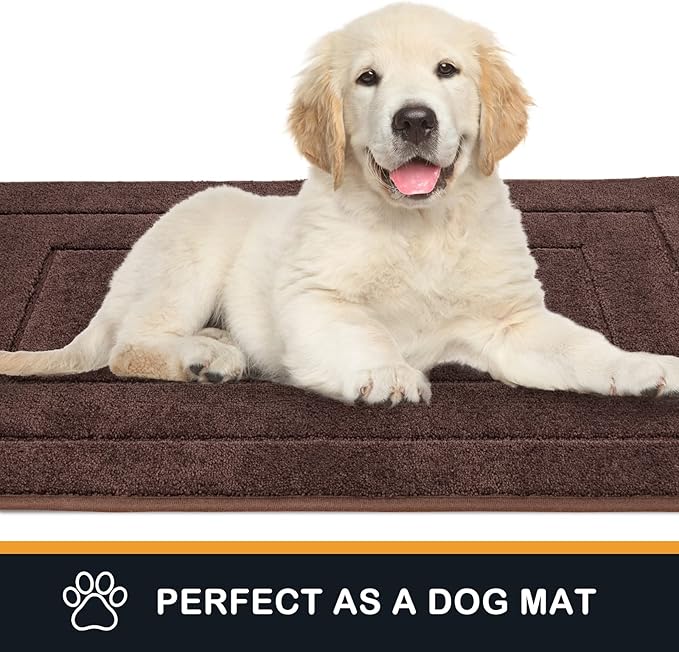PURRUGS Dirt Trapping Door Mat 32" x 70", Non-Slip/Skid Machine Washable Entryway Rug, Dog Doormat, Super Absorbent Welcome Mat for Muddy Wet Shoes and Paws, Brown