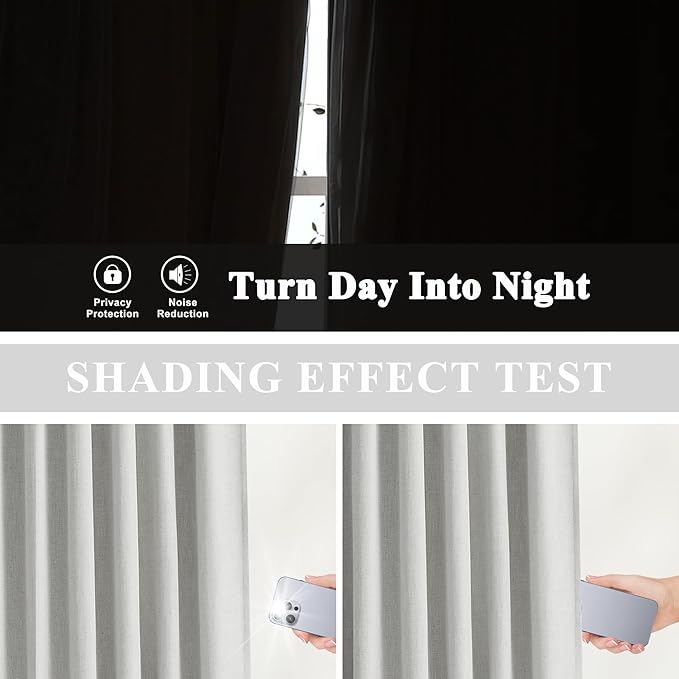 Vision Home Light Gray Pinch Pleated Full Blackout Curtains Linen Blended Thermal Insulated Window Panels 120 inch for Bedroom Living Room Darkening Pleat Drapes with Hooks Back Tab 10FT 60"Wx120"Lx1