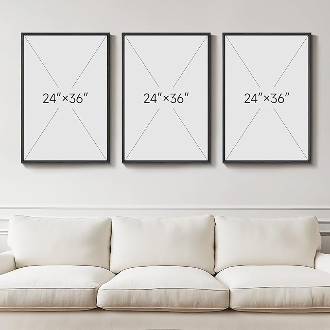 Large Framed Navy Blue and Grey Abstract Wall Art for Living Room, 3 Piece Modern Canvas Prints Paintings Artwork for Walls, Minimalist Abstract Pictures Wall Decor for Hallway Office Bedroom 24x36 In