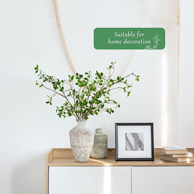 ucky Artificial Realistic Eucalyptus Stems，Decoration Greenery Stems ，43 Inch 4 Pcs, Realistic Touch Flexible Branches, Green Fake Plant, for Home Decor Tables Vases Garden Decoration