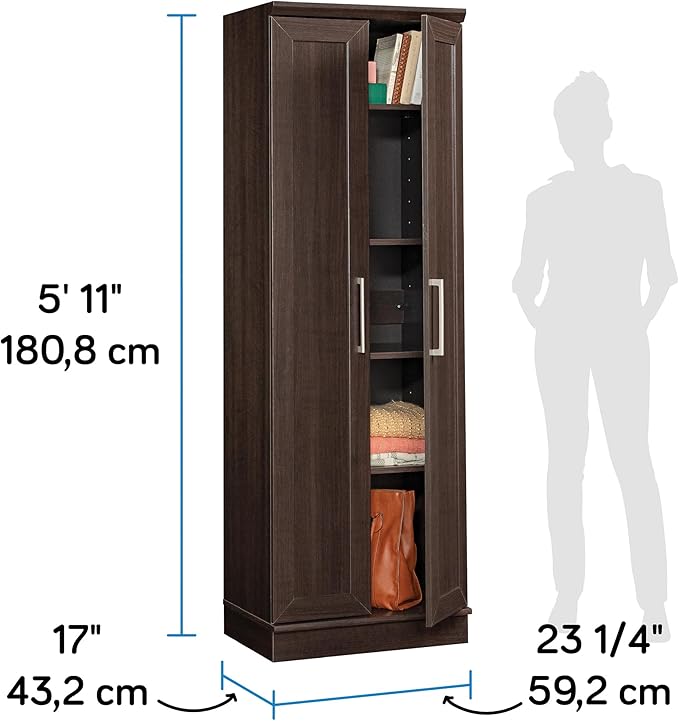 Sauder HomePlus Kitchen Pantry Storage Cabinet with Adjustable Shelves, Laundry Bathroom, L: 23.31" x W: 17.01" x H: 71.18", Dakota Oak