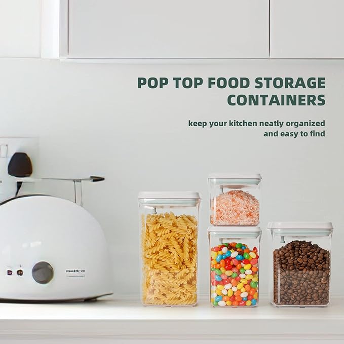 Pop Airtight Food Containers - Set of 2 Kitchen Storage Containers with Lids, Ideal for Cereal and Pantry Storage - Includes 1.5Qt and 0.5Qt Sizes