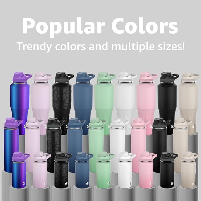 Chill Oasis Water Bottle | Compatible With Popular Flavor Cartridges | BPA Free, Leak Proof, Double-Walled Vacuum Insulated Stainless Steel, and Dishwasher Safe | Cold for 24 Hours (Black, 22oz)