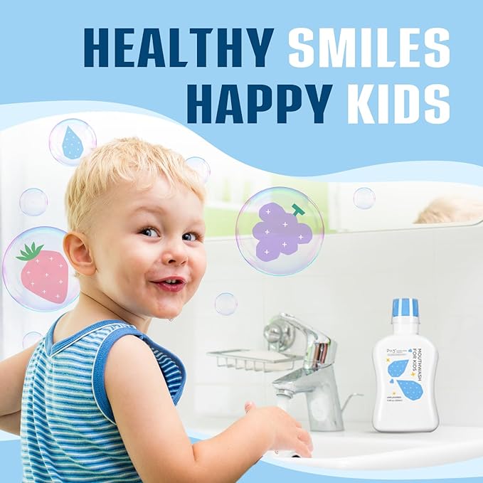 Kids mouthwash, Alcohol Fluoride Free Mouthwash for Kids, Natural P113+, Grape Flavor, 11.08 fl oz