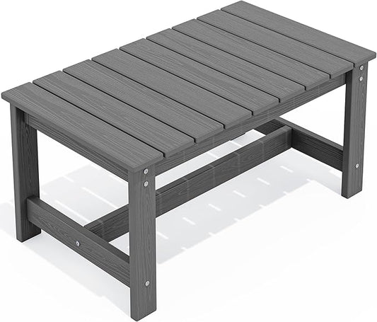 SERWALL Outdoor Coffee Table, HDPE Patio Coffee Table for Outside, Grey