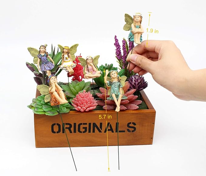 Fairy Garden Vintage Resin Fairy Figurines for Outdoor Garden Yard Lawn Supplies Home Decor Set of 6