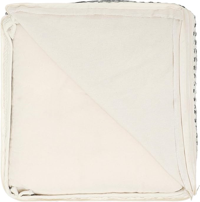 REDEARTH · Tufted Pouf Ottoman with Filler Textured Storage Cube Bean Bag Pouffe Footrest for Living Room, Bedroom, Nursery, Kidsroom; 100% Cotton (17.5"X17.5"X17.5", Geometric Craft Taupe)