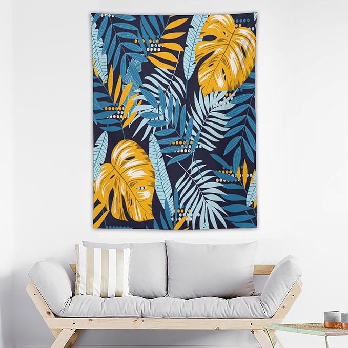 ICMOLYYENLO Palm Leaf Tapestry Wall Hanging, Tropical Leaves Plant Jungle Green Hawaiian Art Home Decor for Guest Bedroom Living Room Dormitory 30" x40