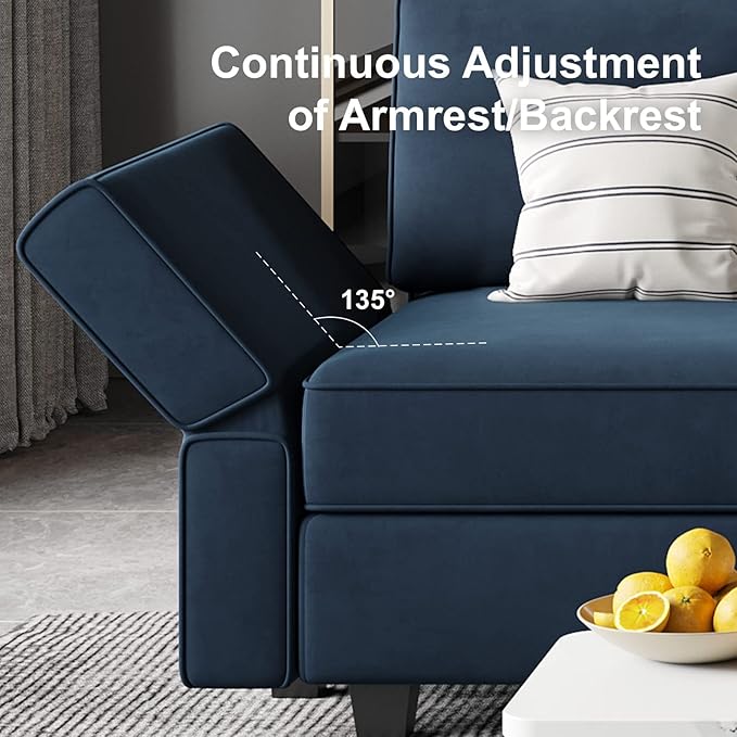 Belffin Modular Sectional Sofa U Shaped Sectional Couch with Reversible Chaises Velvet Modular Sofa with Storage Seat Blue