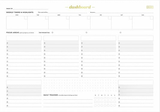 Ink+Volt Dashboard Deskpad | Undated Weekly Planner Notepad with 52 Undated Sheets, Premium Productivity Planner, Minimalist Weekly to do List for Work & Study | A4 Size | Made in the USA