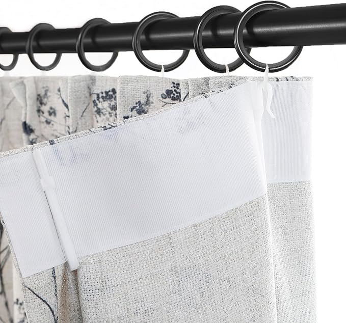 Pinch Pleated Floral Linen Curtains 2 Panels Elegant Light Filtering Privacy Drape,52 Inch Wide by 108 Inch Long Curtains Suitable for Living Rooms and Bedrooms