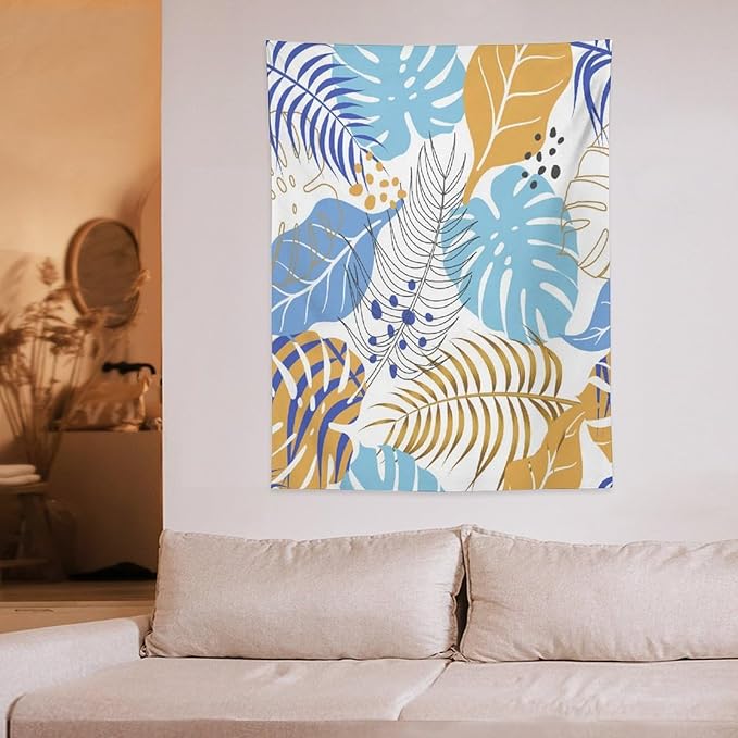 ICMOLYYENLO Tropical Palm Leaves Wall Tapestry, Wall Art for Room Decoration Beautiful Wall Hanging for Bedroom Living Room Dormitory Apartment 50x60 Inch