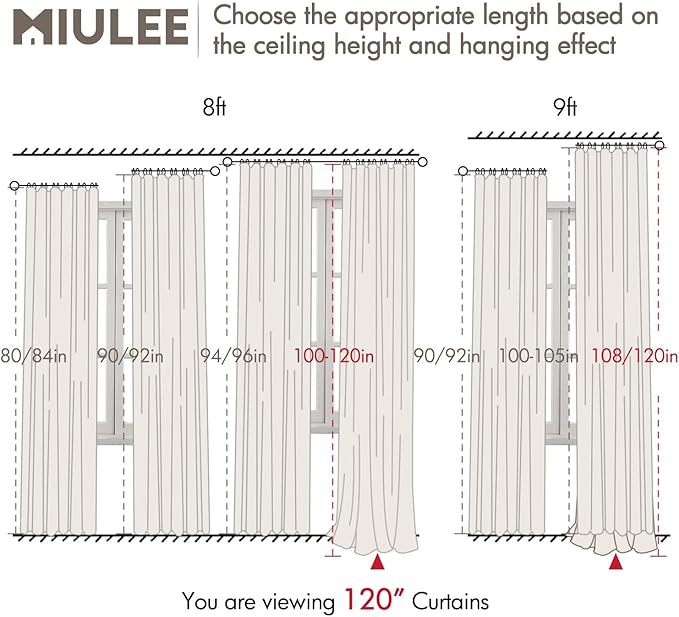 MIULEE 100% Blackout Curtains 120 Inch Long 2 Panels Set for Bedroom, Thick Luxury Faux Linen Black Out Curtain Room Darkening Back Tab Pleat Window Textured Drapes with Hooks for Living Room, Oatmeal