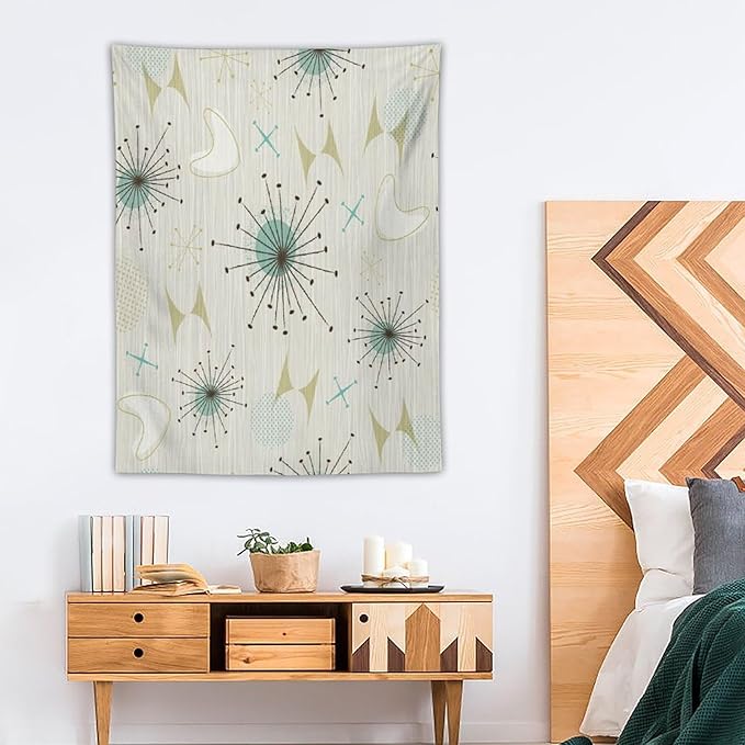ICMOLYYENLO Boho Medieval Cat Tapestry, Abstract Atomic Starburst Geometric Aesthetic Art Wall Hanging For Bedroom Living Room Dormitory 40x60 Inches