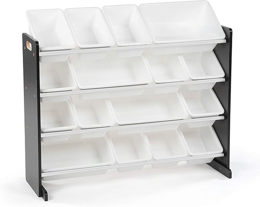 Humble Crew Supersized Toy Storage Organizer with 16 Removable Bins, Black/White – Large Toy Storage for Toddlers Ideal for Kids' Rooms, Playrooms, and Nurseries - Modern Toy Bins for Kids