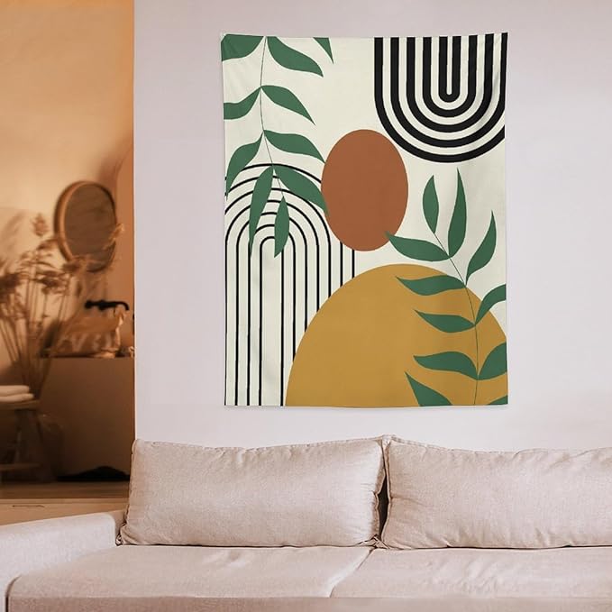 ICMOLYYENLO Boho Plant Aesthetic Tapestry, Abstract Medieval Arch Sun Home Aesthetic Wall Hanging For Bedroom Living Room Dormitory Tapestry 30x40 Inches