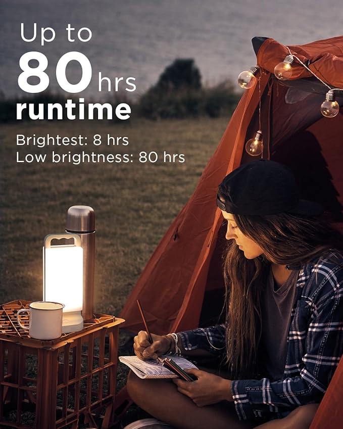 Camping Lantern, solar Lanterns, 6000mAh Rechargeable Light 2-in-1 Dimmable Outdoor Waterproof Gear with USB Charging – lanterns for power outages Hurricane, Hiking, Fish, Emergency, and Home