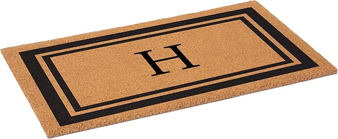 Calloway Mills 152963048H Black Border 30" x 48" Monogram Doormat Letter (H)