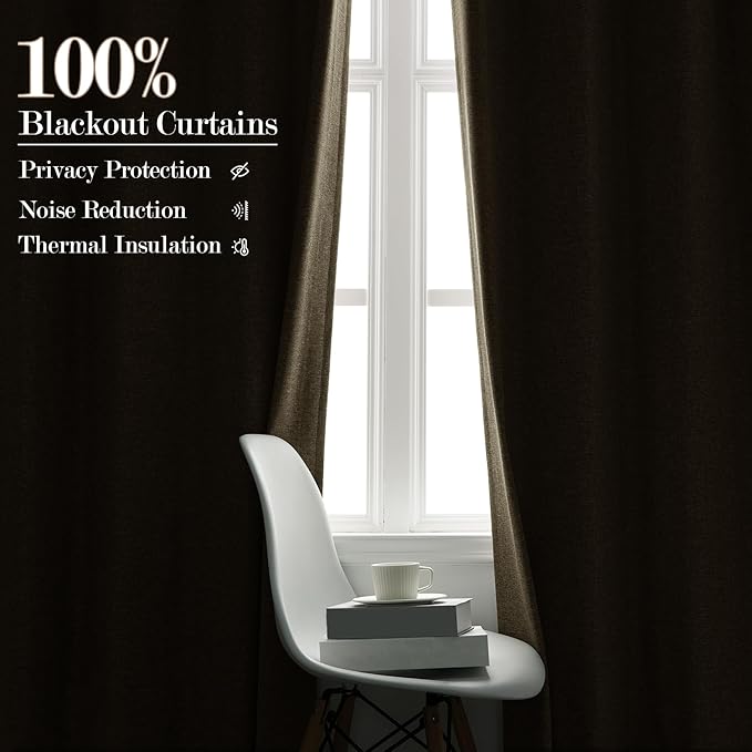 Beige Pinch Pleat 100% Blackout Drapes Linen Blend, Room Divider, Room Darkening, Energy Saving, Furniture Protecting, Light Blocking Extra Wide Privacy Curtains, 200Wx102L, 1 PC