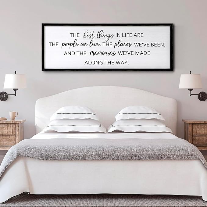 The Best Things in Life Framed Wall Art, 32''×12'' Rustic The Best Things in Life Sign for God Jesus Christ Prayer, Horizontal Holy Inspirational Family Home Decor