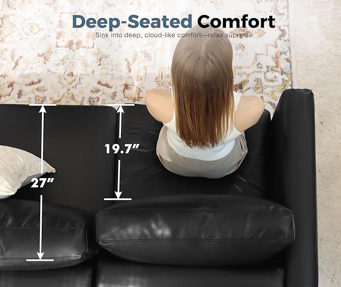 Oversized 172.5" Faux Leather Modular Sectional Sofa, Modern Large 10 Seater U Shaped Couch with Storage Seat with Reversible Chaise Deep Seat for Living Room DIY Combination - Black