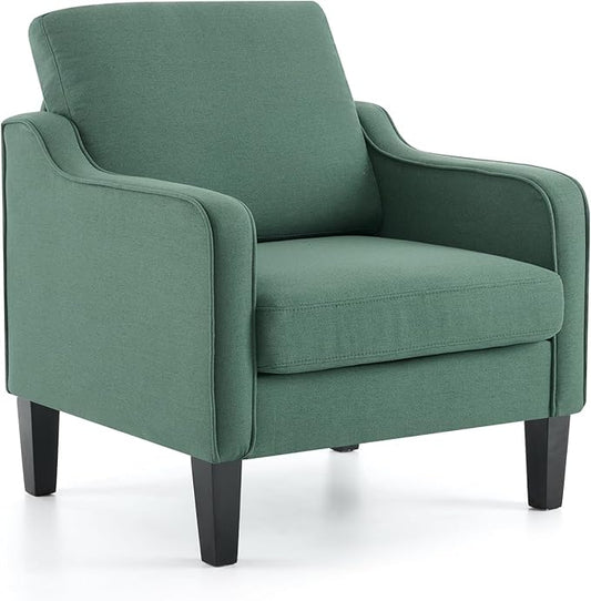 VINGLI Accent Chair for Living Room Chairs Dark Green Reading Chair for Bedroom Scooped Arm Chair Mid Century Modern Accent Chairs Upholstered Comfy Chair for Apartment, Waiting Room