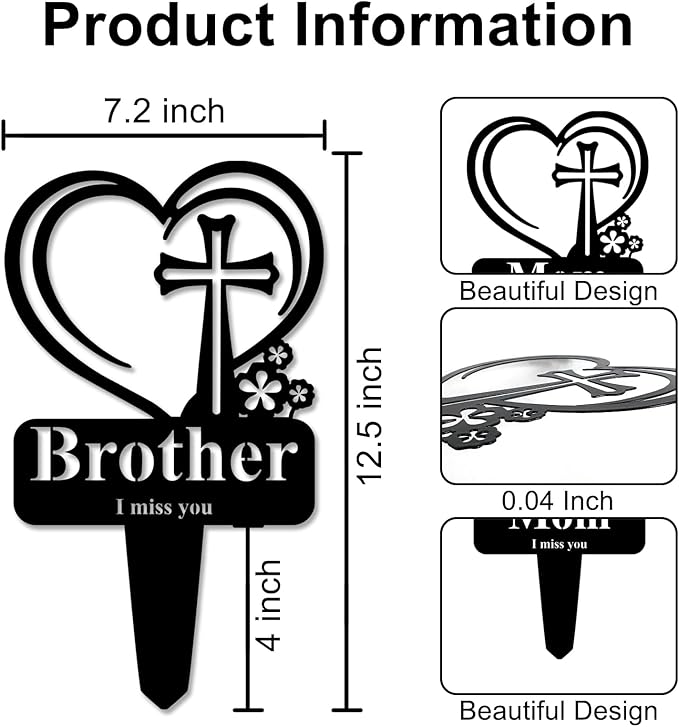 Dad Memorial Grave Stake, Cemetery Decorations for Grave Markers 12.5 x 7.2 inch Heart Metal Sympathy Stakes Graveside Plaque Decor Sign for Father Graves, Yard, Garden - Rust-Dad