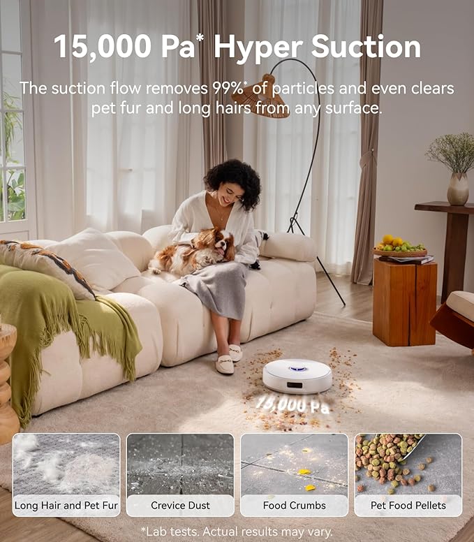 NARWAL Freo Z10 Robot Vacuum and Mop Combo, Tangle Free Robot Mop, 15,000Pa Suction, Adapts to Hard-to-Reach Areas, Self-Emptying, Mop Washing & Drying, Obstacle Avoidance, for Pet Hair & Hard Floor