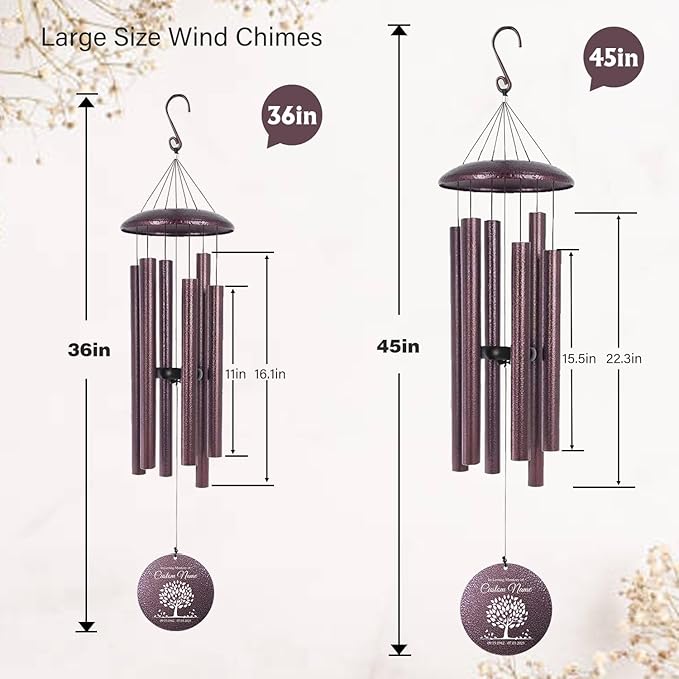 ASTARIN 36" Large Deep Tone Personalized Sympathy Wind Chimes, Memorial Wind Chime for Loss of Mother Father Loved One, Tree of Life Bereavement Gifts Decor Outdoor Patio Garden(Produced in USA)