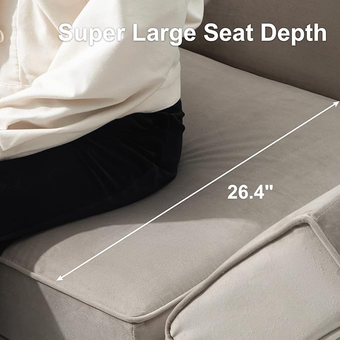Belffin Modular Sectional Arm Chair Accent Chair with Storage Seat Single Club Chair for Apartment Velvet Grey